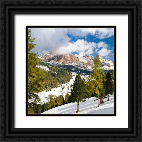 Geisler mountain range in the dolomites of the Groden Valley or Val Gardena in South Tyrol-Alto Adi Black Ornate Wood Framed Art Print with Double Matting by Zwick, Martin