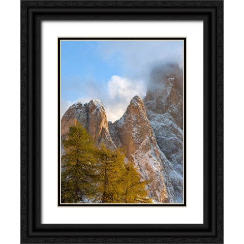Geisler mountain range in the dolomites of the Villnoss Valley in South Tyrol-Alto Adige after an a Black Ornate Wood Framed Art Print with Double Matting by Zwick, Martin