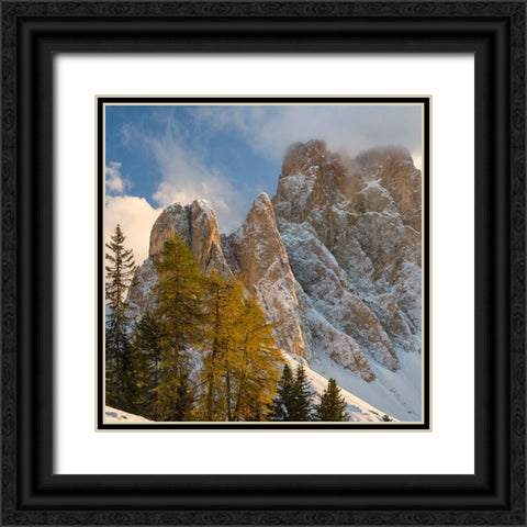 Geisler mountain range in the dolomites of the Villnoss Valley in South Tyrol-Alto Adige after an a Black Ornate Wood Framed Art Print with Double Matting by Zwick, Martin