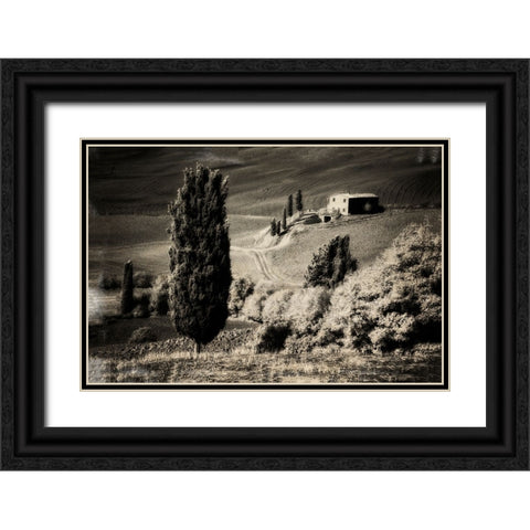 Italy Tuscany-Villa in the Tuscan hillside Black Ornate Wood Framed Art Print with Double Matting by Eggers, Terry