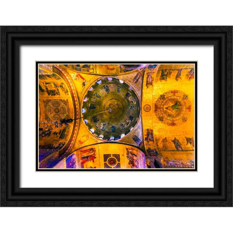 Saint Marks Basilica arches-mosaics-Venice-Italy Black Ornate Wood Framed Art Print with Double Matting by Perry, William
