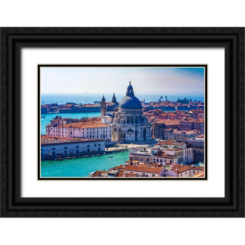 Grand Canal Santa Maria della Salute Church-Venice-Italy-Competed in 1681 Black Ornate Wood Framed Art Print with Double Matting by Perry, William