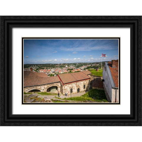 Norway-Ostfold County-Halden-town view from Fredriksten Fortress Black Ornate Wood Framed Art Print with Double Matting by Bibikow, Walter