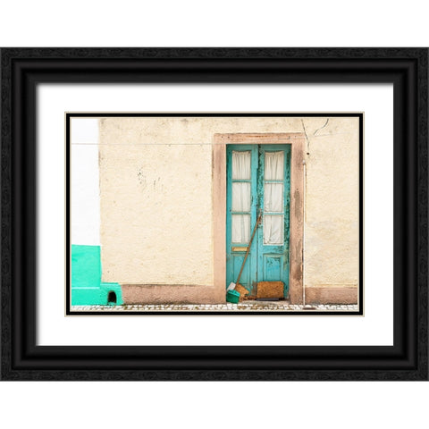 Europe-Portugal-Nazare-Weathered house exterior Black Ornate Wood Framed Art Print with Double Matting by Jaynes Gallery