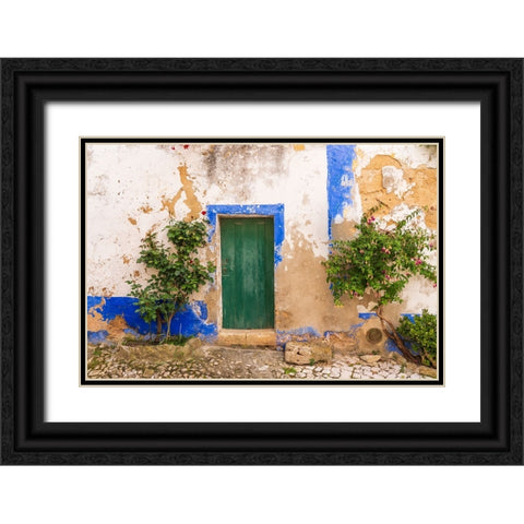 Europe-Portugal-Obidos-Weathered house exterior Black Ornate Wood Framed Art Print with Double Matting by Jaynes Gallery