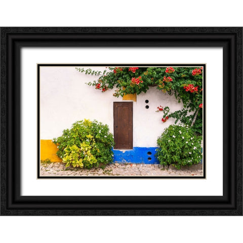 Europe-Portugal-Obidos-Colorful house Black Ornate Wood Framed Art Print with Double Matting by Jaynes Gallery