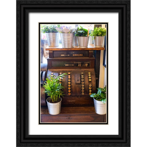 Lisbon-Portugal Antique Portuguese cash register Black Ornate Wood Framed Art Print with Double Matting by McRoberts, Julien