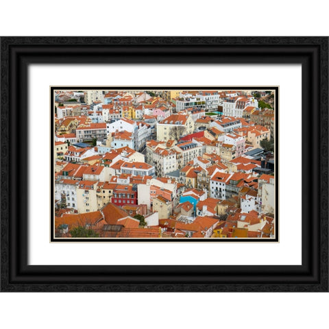 Lisbon- Portugal. View of beautiful Lisbon with its ancient buildings. Black Ornate Wood Framed Art Print with Double Matting by McRoberts, Julien