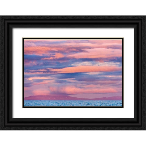 Sunset sky over the ocean-Cape Dezhnev-Bering Sea-Russian Far East Black Ornate Wood Framed Art Print with Double Matting by Su, Keren