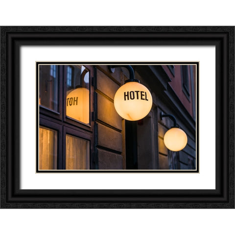 Sweden-Stockholm-Gamla Stan-Old Town-hotel sign Black Ornate Wood Framed Art Print with Double Matting by Bibikow, Walter