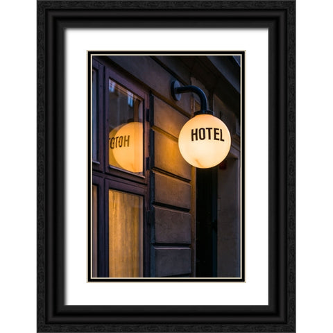 Sweden-Stockholm-Gamla Stan-Old Town-hotel sign Black Ornate Wood Framed Art Print with Double Matting by Bibikow, Walter