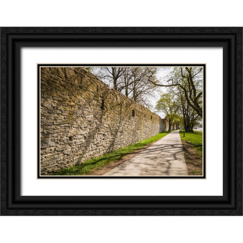 Sweden-Gotland Island-Visby-12th century city wall-most complete medieval city wall in Europe Black Ornate Wood Framed Art Print with Double Matting by Bibikow, Walter