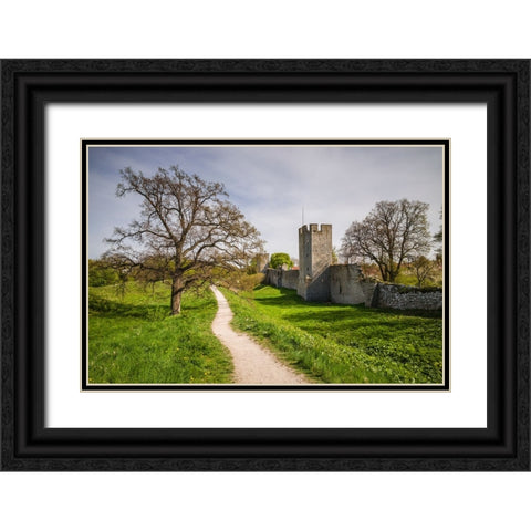 Sweden-Gotland Island-Visby-12th century city wall-most complete medieval city wall in Europe Black Ornate Wood Framed Art Print with Double Matting by Bibikow, Walter