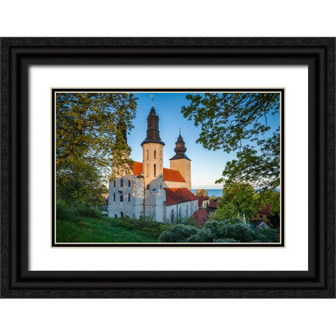 Sweden-Gotland Island-Visby-Visby Cathedral-12th century-exterior Black Ornate Wood Framed Art Print with Double Matting by Bibikow, Walter