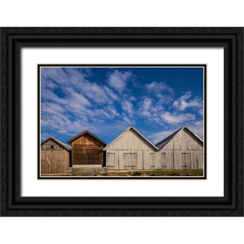 Sweden-Gotland Island-Djupvik-fishing shacks Black Ornate Wood Framed Art Print with Double Matting by Bibikow, Walter
