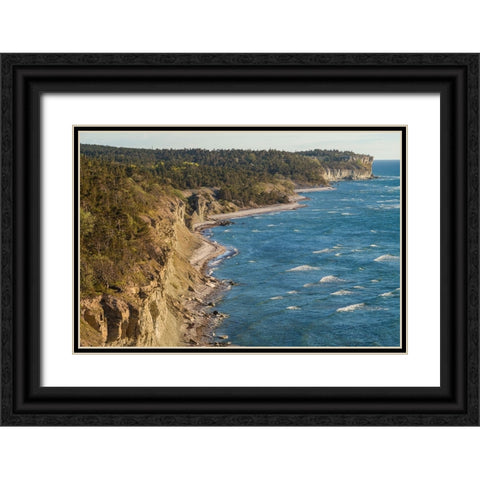 Sweden-Gotland Island-Hogklint-high angle view of western cliffs Black Ornate Wood Framed Art Print with Double Matting by Bibikow, Walter