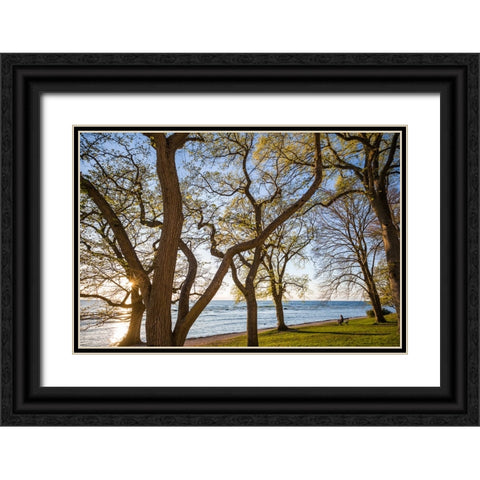 Sweden-Gotland Island-Visby-Strandpromenaden-coastal walkway-sunset Black Ornate Wood Framed Art Print with Double Matting by Bibikow, Walter