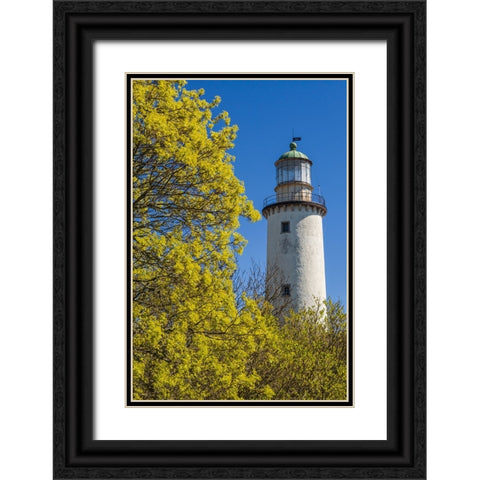 Sweden-Faro Island-Skogsbo-Skogsbo Lighthouse Black Ornate Wood Framed Art Print with Double Matting by Bibikow, Walter