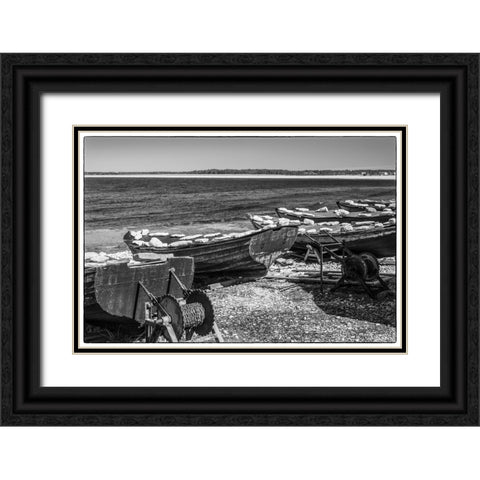 Sweden-Faro Island-Kursviken-coastal farmers fishing boats Black Ornate Wood Framed Art Print with Double Matting by Bibikow, Walter