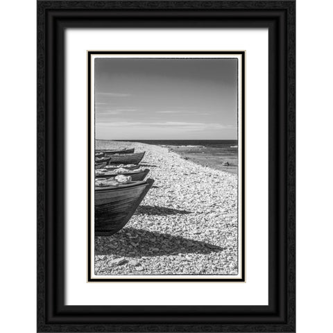 Sweden-Faro Island-Kursviken-coastal farmers fishing boats Black Ornate Wood Framed Art Print with Double Matting by Bibikow, Walter