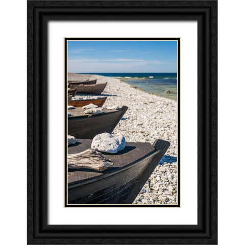 Sweden-Faro Island-Kursviken-coastal farmers fishing boats Black Ornate Wood Framed Art Print with Double Matting by Bibikow, Walter
