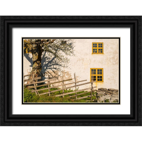 Sweden-Gotland Island-Fleringe-exterior farm Black Ornate Wood Framed Art Print with Double Matting by Bibikow, Walter