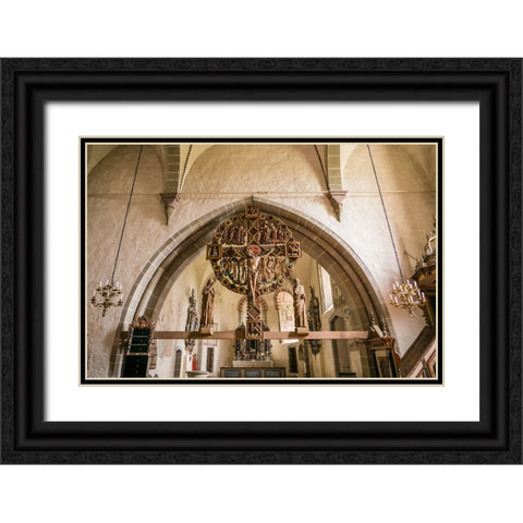 Sweden-Gotland Island-Oja-Oja church-crucifix Black Ornate Wood Framed Art Print with Double Matting by Bibikow, Walter
