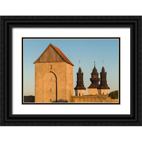 Sweden-Gotland Island-Visby-12th century city wall-most complete medieval city wall in Europe-Oster Black Ornate Wood Framed Art Print with Double Matting by Bibikow, Walter