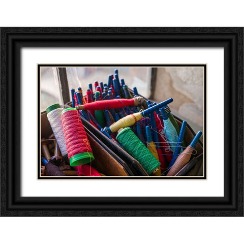 Sweden-Norrkoping-former mill town-thread used in cloth production Black Ornate Wood Framed Art Print with Double Matting by Bibikow, Walter