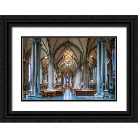 Sweden-Linkoping-Linkoping domkyrka cathedral-interior Black Ornate Wood Framed Art Print with Double Matting by Bibikow, Walter