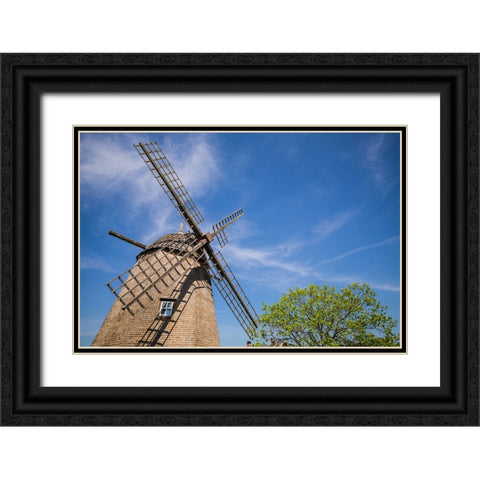 Sweden-Oland Island-Strandskogen-antique wooden windmill Black Ornate Wood Framed Art Print with Double Matting by Bibikow, Walter