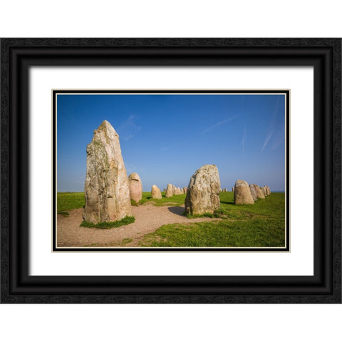 Southern Sweden-Kaseberga-Ales Stenar-Ales Stones-early peoples ritual site-600 AD Black Ornate Wood Framed Art Print with Double Matting by Bibikow, Walter
