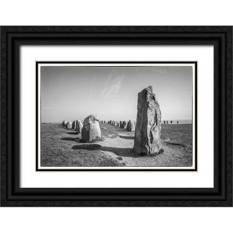 Southern Sweden-Kaseberga-Ales Stenar-Ales Stones-early peoples ritual site-600 AD Black Ornate Wood Framed Art Print with Double Matting by Bibikow, Walter