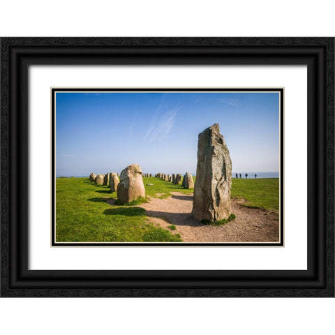 Southern Sweden-Kaseberga-Ales Stenar-Ales Stones-early peoples ritual site-600 AD Black Ornate Wood Framed Art Print with Double Matting by Bibikow, Walter