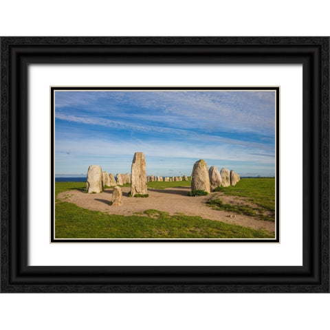 Southern Sweden-Kaseberga-Ales Stenar-Ales Stones-early peoples ritual site-600 AD Black Ornate Wood Framed Art Print with Double Matting by Bibikow, Walter