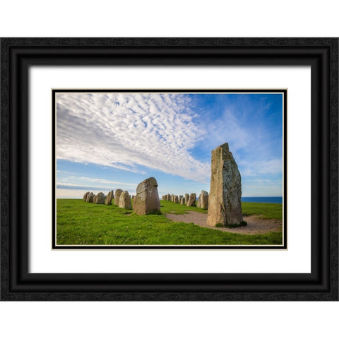 Southern Sweden-Kaseberga-Ales Stenar-Ales Stones-early peoples ritual site-600 AD Black Ornate Wood Framed Art Print with Double Matting by Bibikow, Walter
