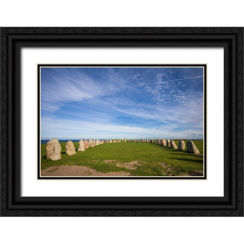 Southern Sweden-Kaseberga-Ales Stenar-Ales Stones-early peoples ritual site-600 AD Black Ornate Wood Framed Art Print with Double Matting by Bibikow, Walter