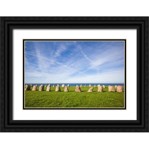 Southern Sweden-Kaseberga-Ales Stenar-Ales Stones-early peoples ritual site-600 AD Black Ornate Wood Framed Art Print with Double Matting by Bibikow, Walter