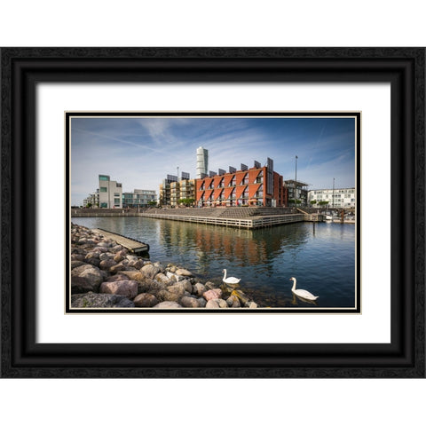 Sweden-Scania-Malmo-Turning Torso building-designed by architect Santiago Calatrava-2005 with Vastr Black Ornate Wood Framed Art Print with Double Matting by Bibikow, Walter