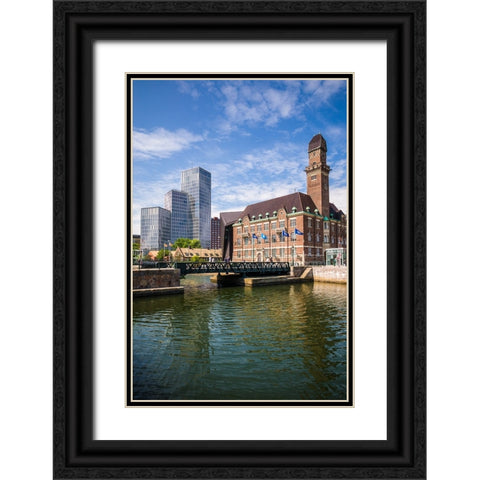 Sweden-Scania-Malmo-Bagers Plats square-World Maritime University and the Malmo Live buildings Black Ornate Wood Framed Art Print with Double Matting by Bibikow, Walter