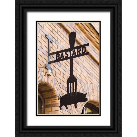 Sweden-Scania-Malmo-Lilla Torg square area-sign for the Bastard Restaurant Black Ornate Wood Framed Art Print with Double Matting by Bibikow, Walter