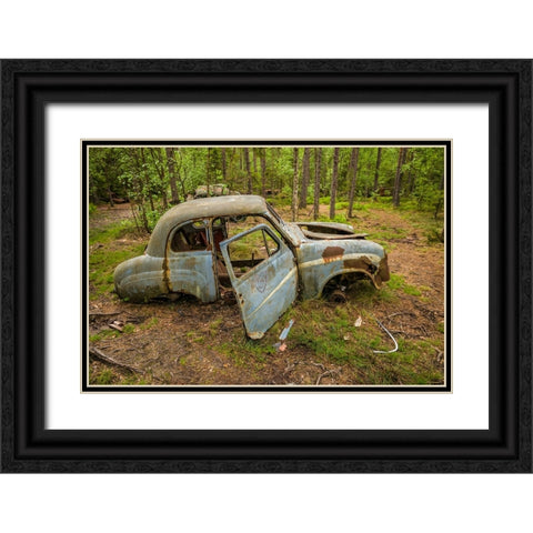 Sweden-Smaland-Ryd-Kyrko Mosse Car Cemetery-former junkyard now pubic park-junked cars Black Ornate Wood Framed Art Print with Double Matting by Bibikow, Walter