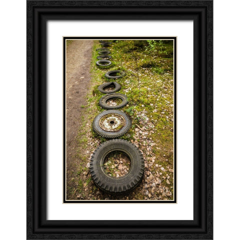 Sweden-Smaland-Ryd-Kyrko Mosse Car Cemetery-former junkyard now pubic park-old tires Black Ornate Wood Framed Art Print with Double Matting by Bibikow, Walter