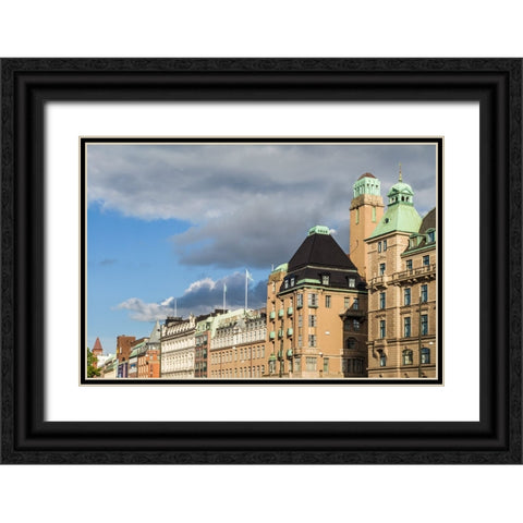 Sweden-Scania-Malmo-buildings along Norra Vallgatan street Black Ornate Wood Framed Art Print with Double Matting by Bibikow, Walter