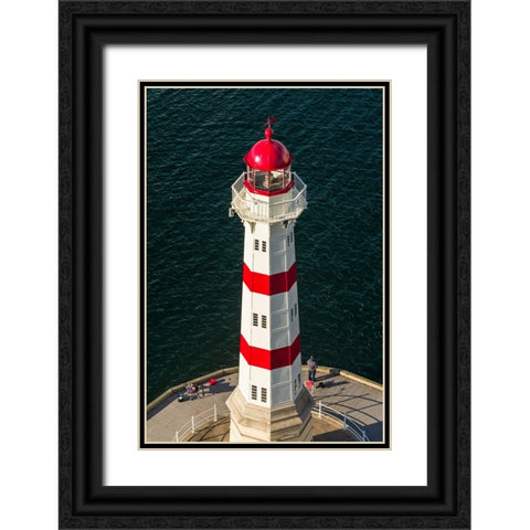 Sweden-Scania-Malmo-Inre Hamnen inner harbor-lighthouse-high angle view Black Ornate Wood Framed Art Print with Double Matting by Bibikow, Walter