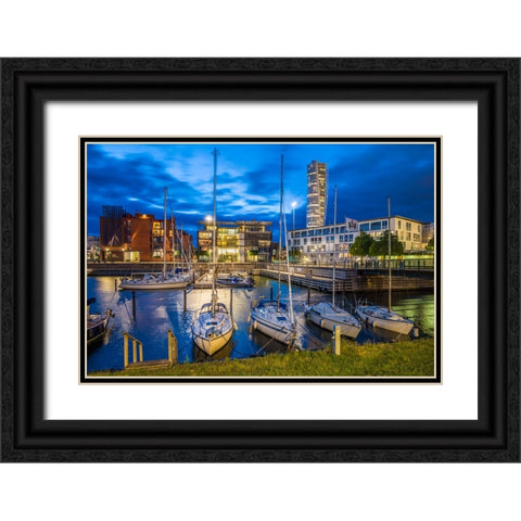 Sweden-Scania-Malmo-Turning Torso building-designed by architect Santiago Calatrava-2005 with Vastr Black Ornate Wood Framed Art Print with Double Matting by Bibikow, Walter