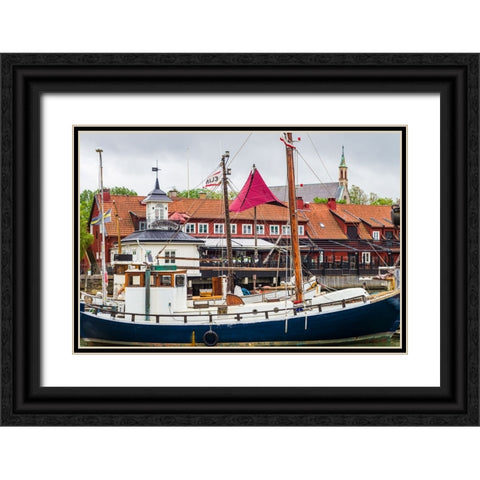 Sweden-Vastragotland and Bohuslan-Gothenburg-Klippan District-antique trawler ship Black Ornate Wood Framed Art Print with Double Matting by Bibikow, Walter