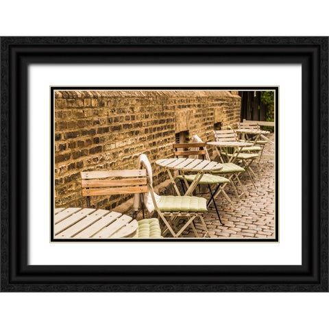 Sweden-Vastragotland and Bohuslan-Gothenburg-Haga neighborhood-outdoor cafe Black Ornate Wood Framed Art Print with Double Matting by Bibikow, Walter