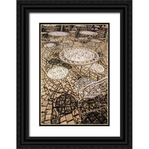 Sweden-Vastragotland and Bohuslan-Gothenburg-outdoor table and chairs Black Ornate Wood Framed Art Print with Double Matting by Bibikow, Walter