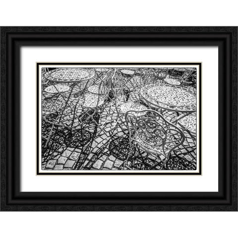 Sweden-Vastragotland and Bohuslan-Gothenburg-outdoor table and chairs Black Ornate Wood Framed Art Print with Double Matting by Bibikow, Walter